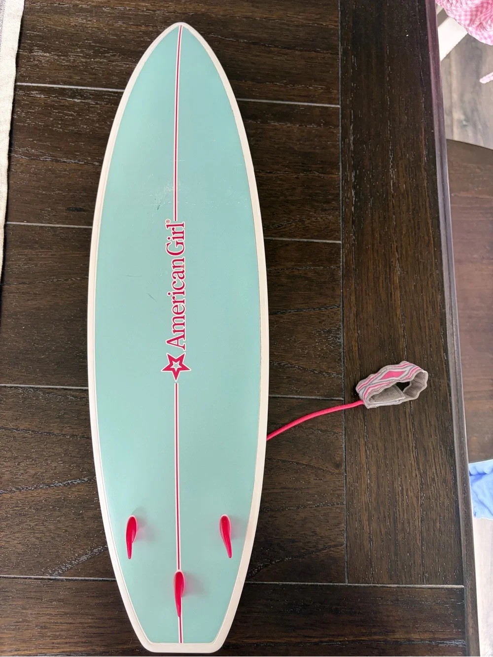 American Girl Mint Teal Surfboard with Pink Accents